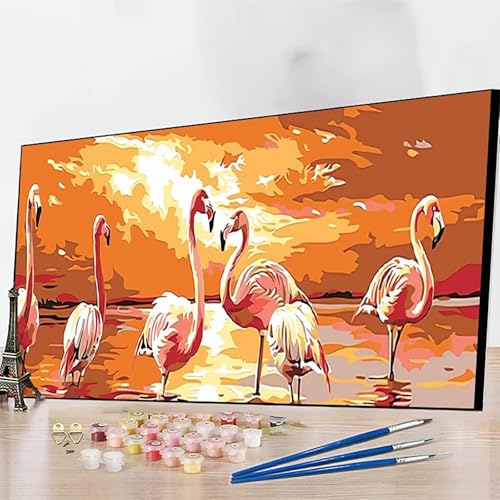 DIY Malen Nach Zahlen Erwachsene Tier, Malen Nach Zahlen Flamingo Malen Nach Zahlen ab 9 Jahre Mädchen mit Pinseln und Acrylfarben für Deko Wohnzimmer, Geschenke für Frauen(80x160cm) (Ohne Rahmen) 5-F von JEPGFOU