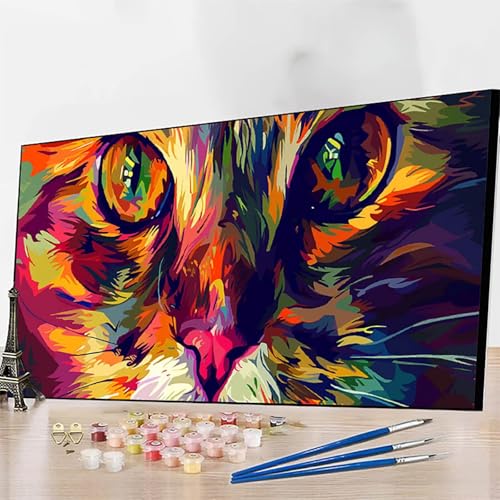 JEPGFOU DIY Malen Nach Zahlen Erwachsene Abstrakt, Malen Nach Zahlen Katze Malen Nach Zahlen ab 9 Jahre Mädchen mit Pinseln und Acrylfarben für Deko Wohnzimmer, Geschenke für Frauen(100x200cm) Z-6 von JEPGFOU