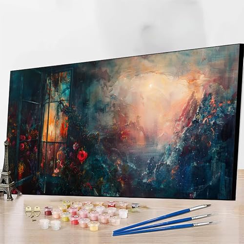 JEPGFOU DIY Malen Nach Zahlen Erwachsene Blume, Malen Nach Zahlen Graffiti Malen Nach Zahlen ab 9 Jahre Mädchen mit Pinseln und Acrylfarben für Deko Wohnzimmer, Geschenke für Frauen(100x200cm) 3-R von JEPGFOU