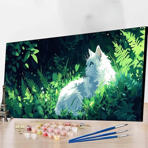 JEPGFOU DIY Malen Nach Zahlen Erwachsene Katze, Malen Nach Zahlen Pflanze Malen Nach Zahlen ab 9 Jahre Mädchen mit Pinseln und Acrylfarben für Deko Wohnzimmer, Geschenke für Frauen100 x 200 cm 2-X von JEPGFOU