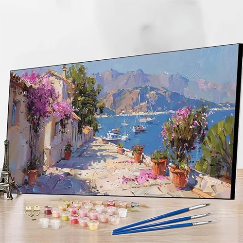 JEPGFOU DIY Malen Nach Zahlen Erwachsene Landschaft, Malen Nach Zahlen Blume Malen Nach Zahlen ab 9 Jahre Mädchen mit Pinseln und Acrylfarben für Deko Wohnzimmer, Geschenke für Frauen100 x 200 cm O-J von JEPGFOU