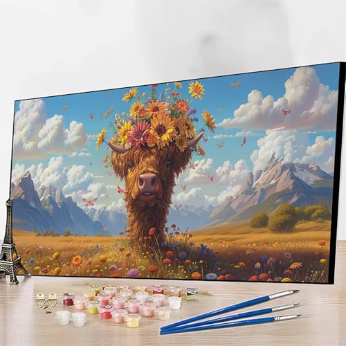 JEPGFOU Malen Nach Zahlen Berg Malen Nach Zahlen Erwachsene, Paint by Numbers Blume Bastelset Erwachsene Frauen mit Pinseln und Acrylfarben für Deko Schlafzimmer, Geschenke 60x120CM (Ohne Rahmen) 0-5 von JEPGFOU