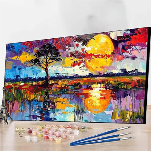 Malen Nach Zahlen Baum Malen Nach Zahlen Erwachsene, Paint by Numbers Blume Bastelset Erwachsene Frauen mit Pinseln und Acrylfarben für Deko Schlafzimmer, Geschenke (50x100cm) (Ohne Rahmen) 2-J von JEPGFOU