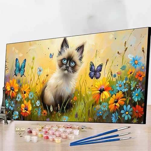 Malen Nach Zahlen Schmetterling Malen Nach Zahlen Erwachsene, Paint by Numbers Katze Bastelset Erwachsene Frauen mit Pinseln und Acrylfarben für Deko Schlafzimmer, Geschenke 80x160cm (Ohne Rahmen) 7-L von JEPGFOU