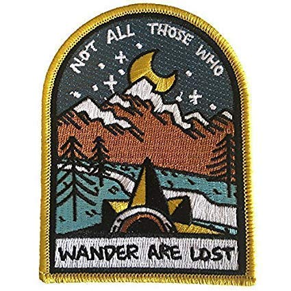 JERSS Aufnäher 'Not All Those Who Wander Are Lost' (Haken), 10.2 x 7.6 cm, Rechteckig, Haken Patch, Aufnäher von JERSS