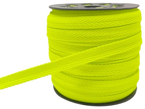 Fischgräten-Twillband zum Nähen, 0,95 m, Nylon-Gurtband zum Sticken, Krawatten, Sporthosen, Stoff, Schrägband, Kleidung, Nähen, Spitzenbänder zum Aufhängen von Schlaufen (Neongelb 022) von JESEP YONG