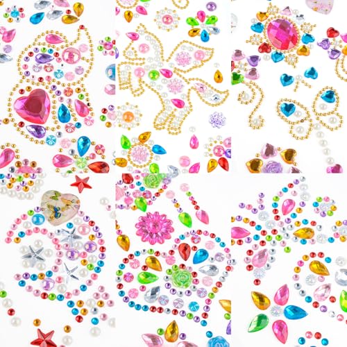 Glitzersteine Selbstklebend, 11 Blätter Strasssteine Selbstklebend Acryl Bunt Glitzer Sticker für Kinder Klebesteine zum Basteln Grußkarten Scrapbooking Textil Weihnachten Halloween Ostern von JETOP