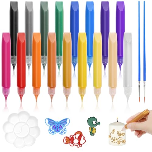 Kerzen Bemalen Set, 17 Stück Kerzenstifte für Kerzen mit Paint Brush und Mischpalette Premium Candle Pen Wachsstifte für Kerzen Stifte zum Bemalen für Kerzen Verzieren Weihnachten Hochzeiten Ostern von JETOP