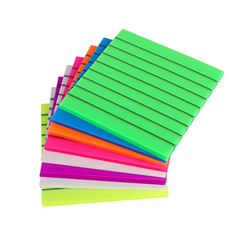 Transparente Haftnotizen, 400 Stück Sticky Notes Transparent 7 Farben, Farbige Haftnotizen mit Linien, Selbstklebende Wasserfest Transparent für Büro Haus von JETOP