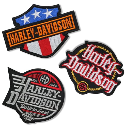 4,5 Set mit 3 Stück bestickten Harley Small Patches Emblem Aufbügler Aufnähen für Jacke/Weste Motorrad von JEVVY CRAFTS