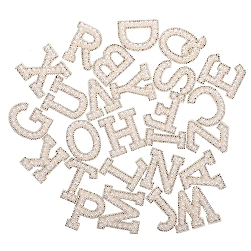 26 Stück Selbstklebende Perlenaufkleber Dekor Alphabet Aufkleber DIY Flicken Vinyl Buchstabenaufkleber Reparatur Buchstabenflicken Aufbügelflicken Bestickte JEWEDECO von JEWEDECO