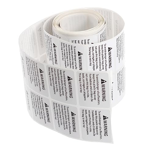 JEWEDECO 1 Rolle Anti-Erstickungs-Aufkleber Etikett würgend selbstklebender Warnaufkleber protect schutzzelt wraps Warnaufkleber gegen Erstickungsgefahr Erstickungswarnaufkleber Papier Weiß von JEWEDECO