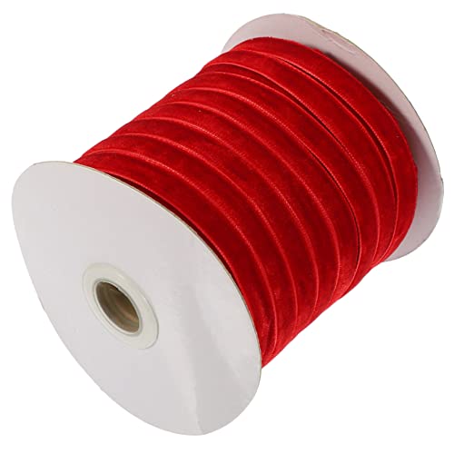 JEWEDECO 1 Rolle Beflockungsband seidenband ribbon schleifenband schultüte Geschenkband für Basteln DIY Bastelband glitzernde Haarspangen DIY-Bänder Geschenkband selber machen Nylon rot von JEWEDECO