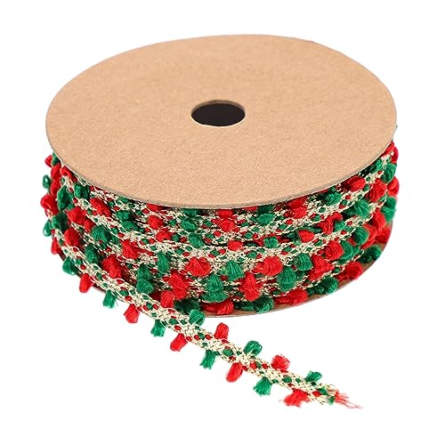 JEWEDECO 1 Rolle Fell Pom Weihnachtsband Dekoratives Geschenkband Handwerkliches Dekor Haarschmuck Kugelfransenband Dekoratives Paketband Zartes Paketband Haarzubehör 4. Juli Polyester von JEWEDECO