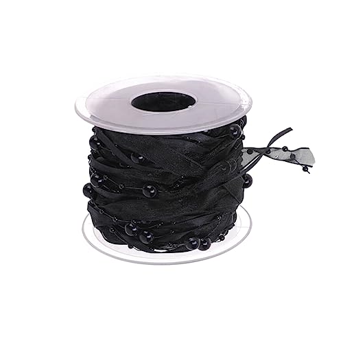 JEWEDECO 1 Rolle Geschenkband Girlande Strassbänder Satinband Bänder zum Basteln dekoratives Band weihnachten party hochzeitsdeco Piyester-Gurtbänder für Partys Hochzeitsband Black von JEWEDECO