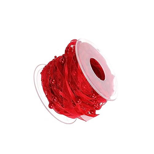 JEWEDECO 1 Rolle Geschenkband weihnachtsdeko christmas decorations türdeko weihnachten xmas decoration Seidenbänder Buchstabenperlen Party Hochzeitsband Blumenstraußbänder für Paket rot von JEWEDECO