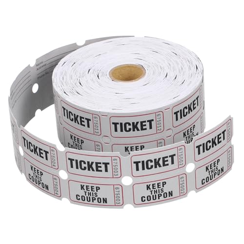 JEWEDECO 1 Rolle Lotterieschein coupon gutscheinheft Event-Tickets Fest-Tickets Papiertickets Doppeldeck-Tombolalose Etikett Kinokarten rote Tombola-Tickets beschichtetes Papier Light Grey von JEWEDECO