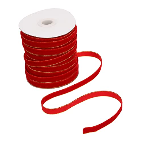 JEWEDECO 1 Rolle Samtgürtel seidenband ribbon christmas decor weihnachtdeko weihnachtsgeschenke für Weihnachtsband rotes rotes Haarband Geschenkband aus Velours Weihnachtsgeschenkband von JEWEDECO