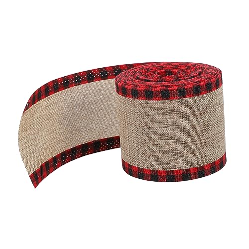 JEWEDECO 1 Rolle Schleife Weihnachtsgirlande dekoratives Weihnachtsband rustikales Band Feiertagsband verdrahtet seidenband ribbon Weihnachts-DIY-Band dekoratives Band Polyester rot von JEWEDECO