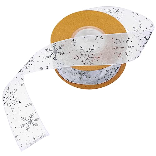 JEWEDECO 1 Rolle Schleife seidenband ribbon festivalbänder weihnachtsdeko weihnachtadeko weihnachtsbaumschmuckband Chiffonband Geschenkbänder Weihnachts-Design-Bänder Polyester Silver von JEWEDECO