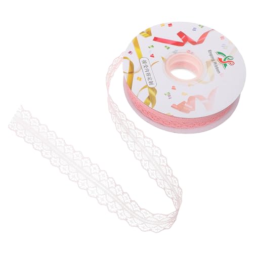 JEWEDECO 1 Rolle Spitzenband seidenband ribbon Handwerksarbeit dekoration haarreif hochzeit braut Geschenkbänder Netzband Spitzenbänder Dekor Spitzenbesatzband für DIY Polyester Rosa von JEWEDECO