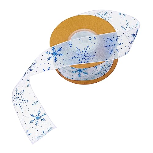 JEWEDECO 1 Rolle Transparentes Schneeflockenband Weihnachtsbänder Sackleinenband Weihnachtsband ribbons Bänder zur Schleifenherstellung Geschenkverpackungsband Polyester Blue von JEWEDECO