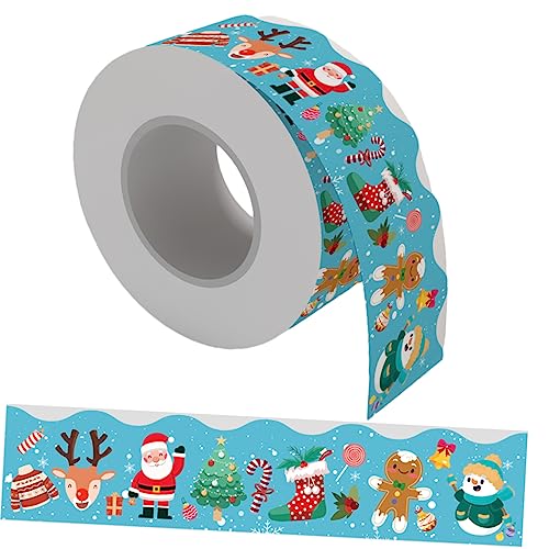 JEWEDECO 1 Rolle Weihnachten-Rand-Aufkleber Randaufkleber am schwarzen Brett Weihnachtsrandbesatz Weihnachtsdekoration bürodeko büro dekoration entzückender Grenzaufkleber Tafelrandpapier von JEWEDECO