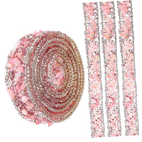 JEWEDECO 1 Rolle kies strass streifen Randbereich Bänder zum Verpacken Spitze Wickelband hochzeitsdeko hochzeits dekoration dekoratives Strassband exquisites Strassband Strasssteine Rosa von JEWEDECO