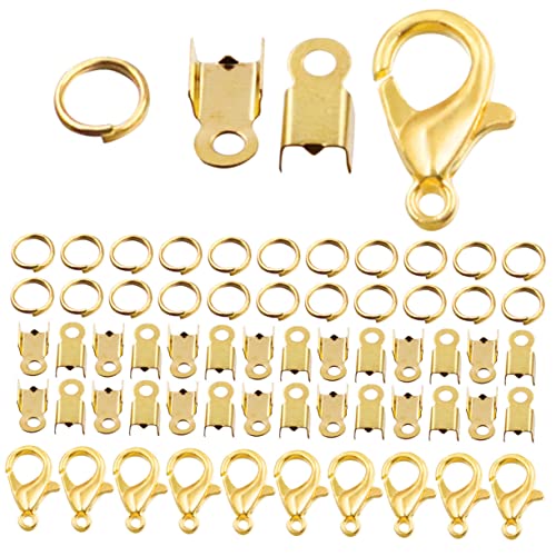 JEWEDECO 1 Satz Diy Zubehör Kordelenden Umschlagen Perlenset Selbstgemachte Ringe Quetschabdeckungen Für Die Schmuckherstellung Schmuck Biegeringe Ringschmuck Quetschperlen Eisen Golden von JEWEDECO