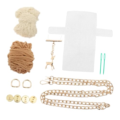 JEWEDECO 1 Satz Diy-garnbeutel Geldbörse-diy-material Häkelzubehör Häkelgarntasche Kreuzstich-beutelset Kits Zur Herstellung Von Stickerei-geldbörsen Stickerei-kits Diy-kits Metall Khaki von JEWEDECO