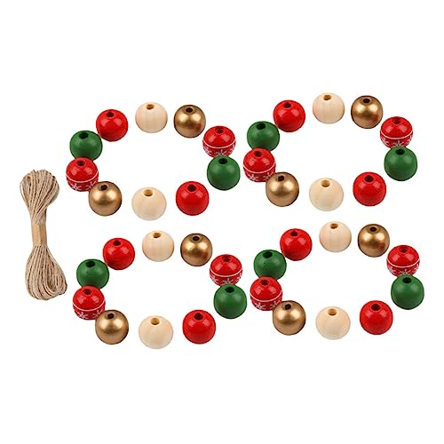 JEWEDECO 1 Satz Hanfseil Holzperlen Weihnachtsbaum Hängende Dekoration Rustikale Runde Perlen Armband Diy Liefert Handwerk Perlen Machen Girlande Diy Perlen Perlen-anhänger Hölzern von JEWEDECO