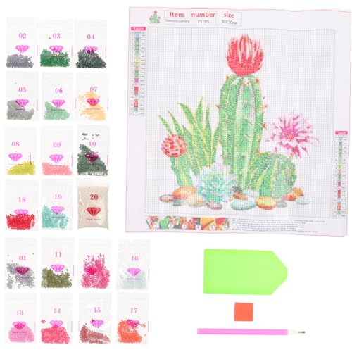 JEWEDECO 1 Satz Kaktus Kreuzstich Stickgarn Stickset Früchte Kaktus-Nähset Erdbeer-Stickerei-Handwerk Stickerei-Kits embroidery kit embroidery set werkzeug DIY-Stickset Heimdekoration Stoff von JEWEDECO