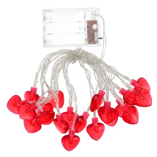 JEWEDECO 1 Satz Saite Laternenpfahl Valentine Herz Lichter Dekor Led-valentinslichter Herzlicht Valentinstag Herzform Licht Herzförmige Lichterketten Valentinstag Liebeslicht Rot Plastik von JEWEDECO