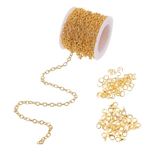 JEWEDECO 1 Satz Schmuckkette Extender zur Schmuckherstellung Hummerschere Kettenverlängerung schmuck machen schmuck set Armbandkette Halskette zur Herstellung einer Kette Legierung Golden von JEWEDECO