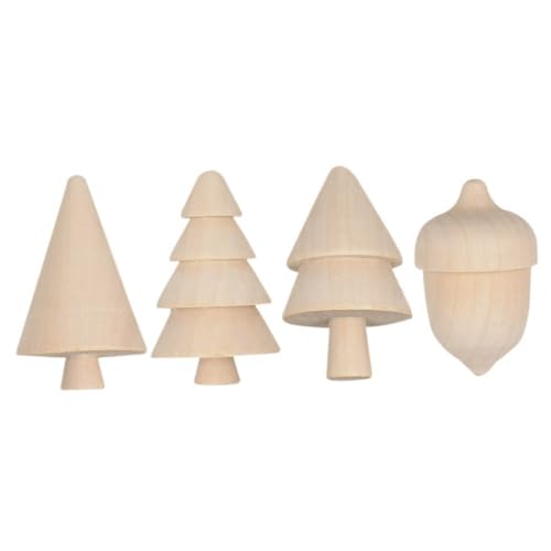 JEWEDECO 1 Satz Unbemalte Unbemalte Figuren Weihnachtsbaum-modell Weihnachtsparty-anhänger Dekor Weihnachtsbaumklammer Weihnachtsbaum Basteln Unfertiger Weihnachtsbaum Weihnachtsbedarf Holz von JEWEDECO