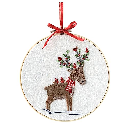 JEWEDECO 1 Satz Weihnachtskreuzstich Weihnachtsstickstiche Stickerei-Werkzeugsatz DIY Bausatz embroidery kit weihnachten Stickset für Anfänger Weihnachts-Stickset Baumwollkleidung von JEWEDECO