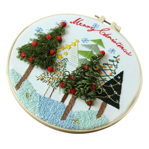 JEWEDECO 1 Satz Weihnachtsmann-stickerei Zum Aufhängen Feiertags-stickpatches Bastelbedarf Für Weihnachten Frohe Weihnachten Stickset Weihnachtskreuzstich Weihnachtsstickerei Diy Kit Stoff von JEWEDECO