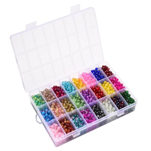 JEWEDECO 1 Schachtel Glasperlen Knisterglas Armbandperlen Runde Perlen Bunte Bastelperlen Schmuckherstellung DIY Ca 100 Stück von JEWEDECO