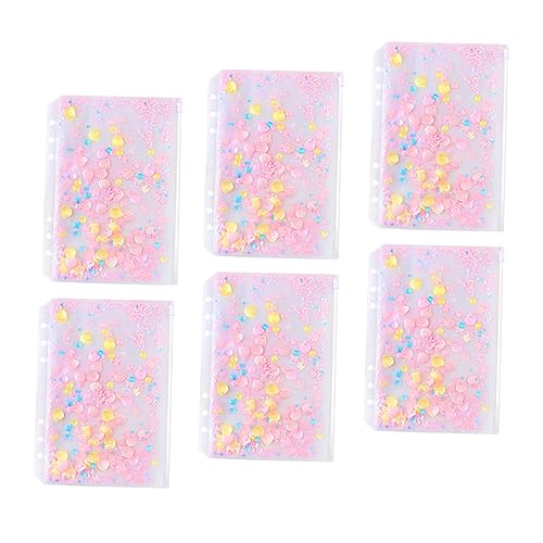 JEWEDECO 1 Set 6pcs 6 Löcher A6 Notebook Lose Blattstraße Reißverschlussbeutel (pink) von JEWEDECO