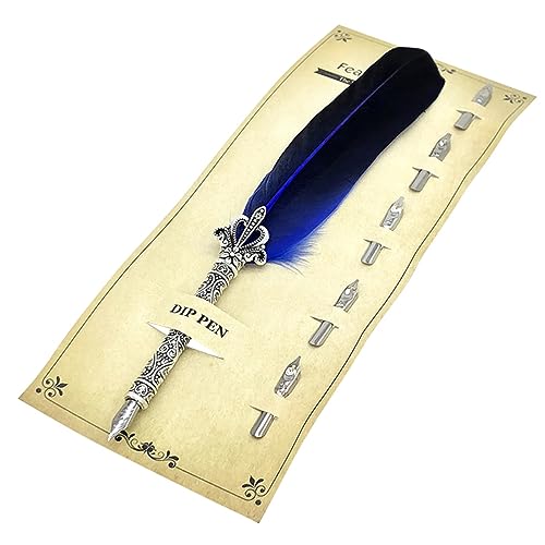 JEWEDECO 1 Set Dip Pen Füllfederhalter Tinte Dip Pen Business Büro Schulbedarf Kalligraphie Stift Geburtstag Dip Pen Mit 5 Stiftspitzen Student Briefpapier Edelstahl von JEWEDECO