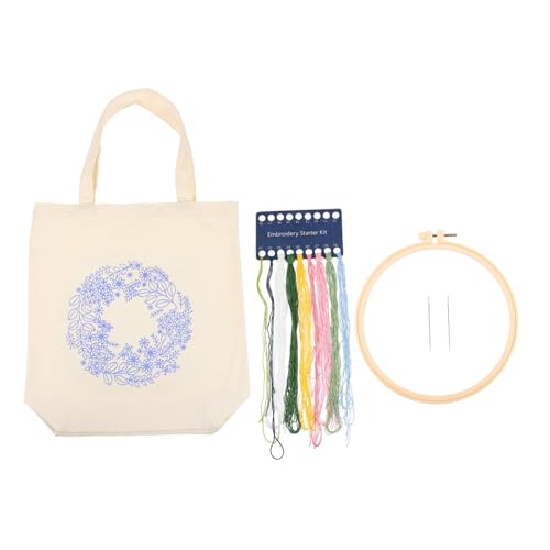 JEWEDECO 1 Set Handtasche Aus Canvas Mit Stickerei Kit Muster Und Anleitung Wiederverwendbare Stofftasche Für DIY Projekte Ideal Für Einkäufe Und Freizeitaktivitäten von JEWEDECO