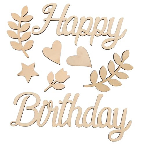 JEWEDECO Cake Topper Geburtstag Kindergeburtstag Deko 1 Set Happy Birthday Dekoration Geburtstagsornament Holzschnitt Für Party Dekoration Ideales Accessoire Für Geburtstagsfeiern Und Fotomotive von JEWEDECO