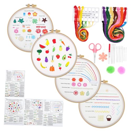 JEWEDECO 1 Set Stickerei Anfänger Set Einfache Stick Sets Für Anfänger Stickmaterial Set Stick Set Für Kinder Hand Stickerei Set Stickerei Anfänger Set Imitation Stretch von JEWEDECO