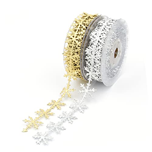 JEWEDECO 1 Stück 10 Meter Goldenes Schneeflockenband Für Kreative Weihnachts Und Neujahrsdekoration Baumschmuck Für Festliche Anlässe Ideal Zum Aufhängen Und Dekorieren von JEWEDECO