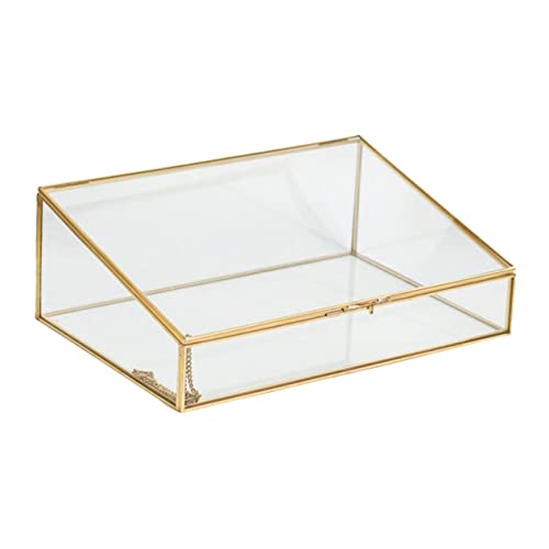 JEWEDECO 1 Stück Chic Design Glaskasten Transparente Schmuckschatulle Retro Schmuck Aufbewahrungsbox von JEWEDECO