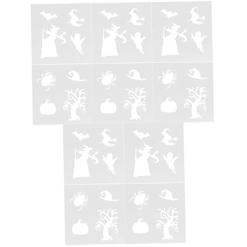 JEWEDECO 10 Blätter Halloween-Schild-Schablone bastelvorlagen schablonen set Malschablonen praktische Sprühschablone Embleme zarte Sprühschablone praktische Druckschablone Plastik Weiß von JEWEDECO