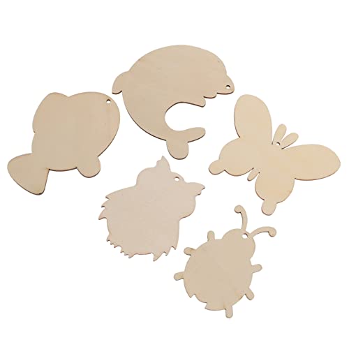 JEWEDECO 10 Stück DIY Dekorative Holzspäne Spielzeugtiere Kinder DIY Anhänger Marienkäfer Dekor DIY Kunsthandwerk DIY Handwerk Tag Handgemachte Unvollendete Tierornamente DIY Leere Tags von JEWEDECO