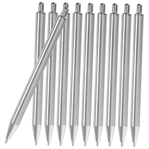 JEWEDECO 10 Stück Edelstahl Kugelschreiber Kugelschreiber Schwarzer Metallstift Ergonomischer Schreibstift Kugelschreiber Schwarzer Edelstahlstift Haushaltsschreibstift Schwarzer Stift von JEWEDECO