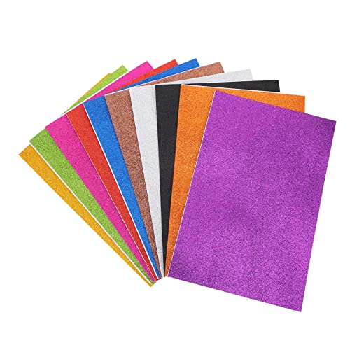 JEWEDECO 10 Stück Glitzer Schwammpapier Farbiges Bastelpapier Für Kinder Kreatives Handwerk DIY Kunstprojekte Schule 20x30cm Mehrfarbig von JEWEDECO