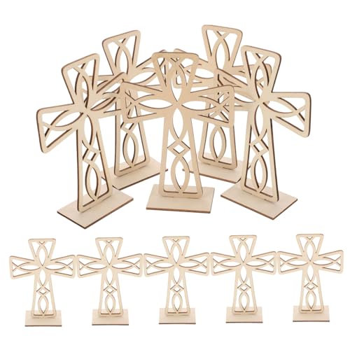 JEWEDECO 10 Stück Kreuzornament Holzkreuze Zum Basteln DIY Holzmaterial Desktop Kreuz DIY Kreuz Handwerk Kreuz Dekoration Holzornament Holzhandwerk Für DIY Holz DIY Zubehör Holzkreuz von JEWEDECO